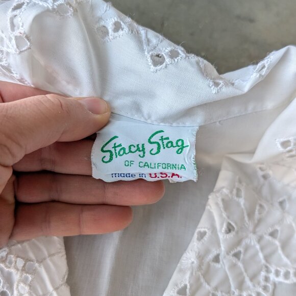 Vintage Stacy Stag of California White Eyelet Collared Sleeveless Top - Picture 7 of 9
